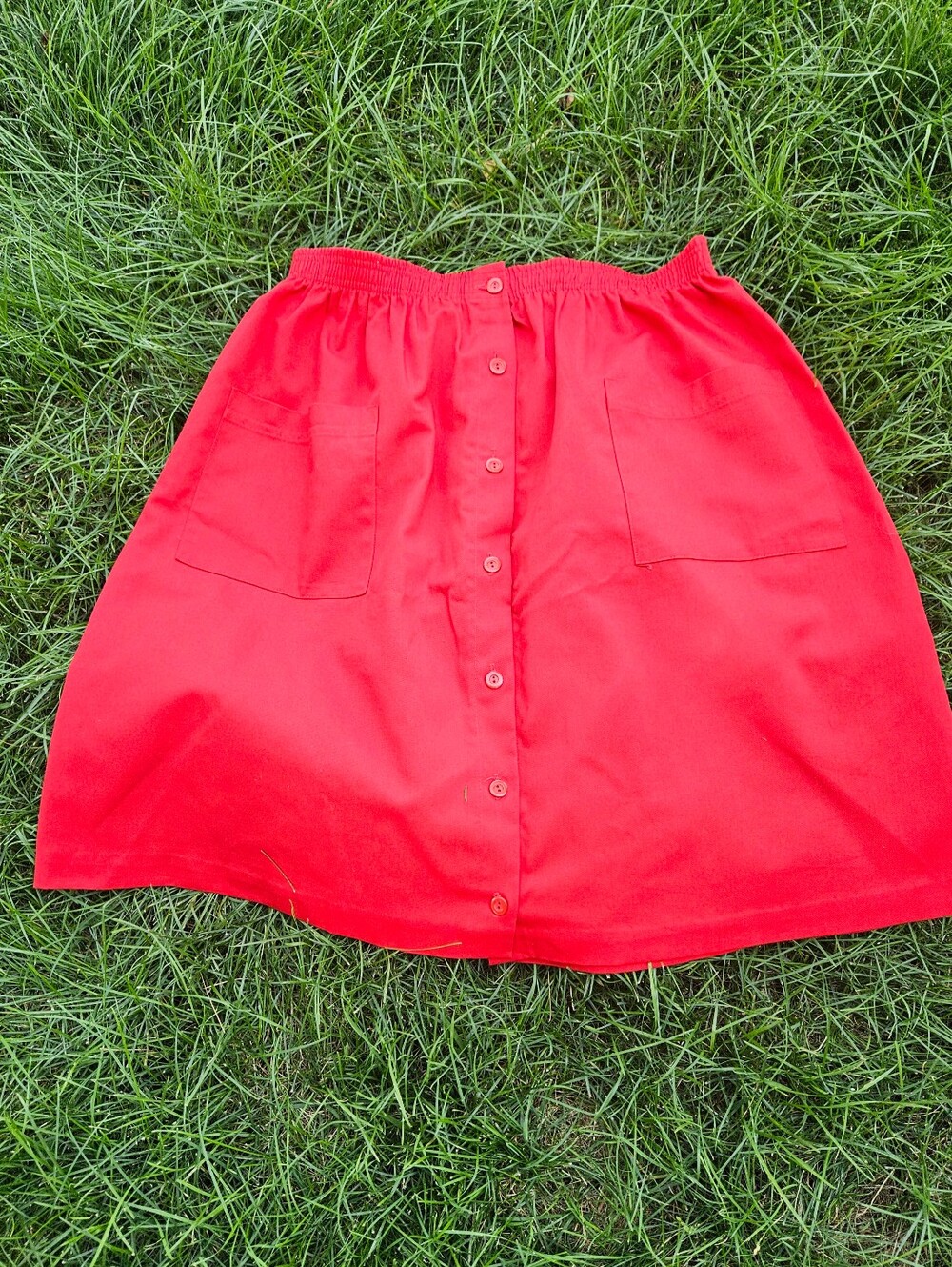 Red midi skirt a-line skirt SZ large button down elastic waist cottagecore Fall
